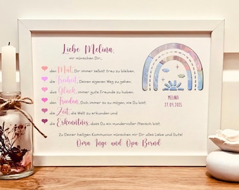 Personalized communion keepsake in a picture frame | Cash gift for a girl's First Communion | Godparent gift | Cash in a picture