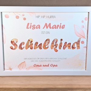 Einschulung Geschenk für Mädchen | personalisiert Geldgeschenk | Schulkind Einschulungsgeschenk | Schulanfang Bilderrahmen mit Namen