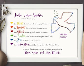 Personalized baptism money gift | Baptism gift for girls and boys | Money in a picture frame | Gift for godchild | Baptism souvenir
