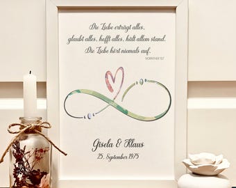 Personalized money gift for a wedding | Wedding gift "Love never fails" verse 1 Corinthians 13:7 | Money gift packaging