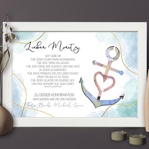 Confirmation gift for boys | Personalized money gift | Confirmation gift for godchild | Personal gift for confirmand + Bilderrahmen weiß