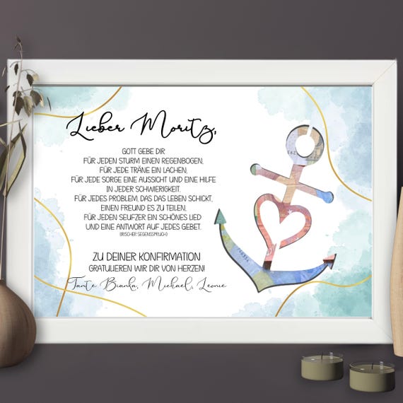 Konfirmation Geschenk für Jungen | personalisiertes Geldgeschenk | Konfirmationsgeschenk für das Patenkind |persönliches Geschenk Konfirmand