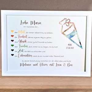 Geschenk zur Einschulung personalisiert - Geldgeschenk Schulkind -Andenken Geschenk Schulanfang Bilderrahmen - Schultüte Erinnerungsgeschenk
