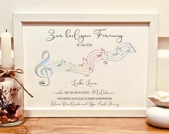 Personalized confirmation gift | Keepsake "You are a note in God's melody" | Cash gift for confirmation with music notes