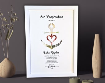 Konfirmation Geschenk für Jungen & Mädchen | Konfirmationsgeschenk personalisiert | Bilderrahmen mit Name | Geldgeschenk Konfirmation