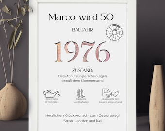 Personalized 50th birthday money gift with year of manufacture | Car enthusiast birthday present with year of manufacture | Gift packaging with first registration