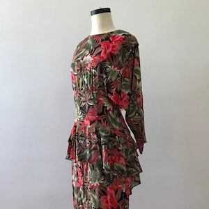 Tropical print dolman sleeve dress