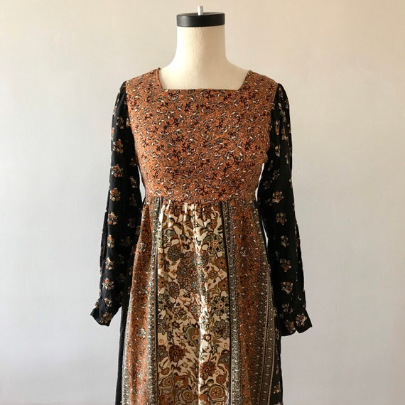Block print cotton boho folk dress