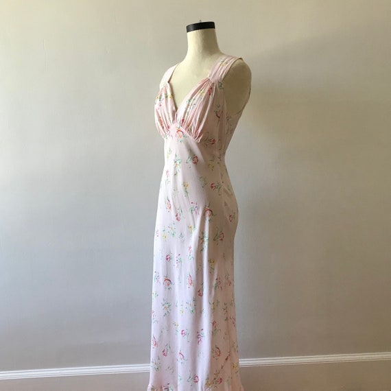 30s floral rayon maxi dress