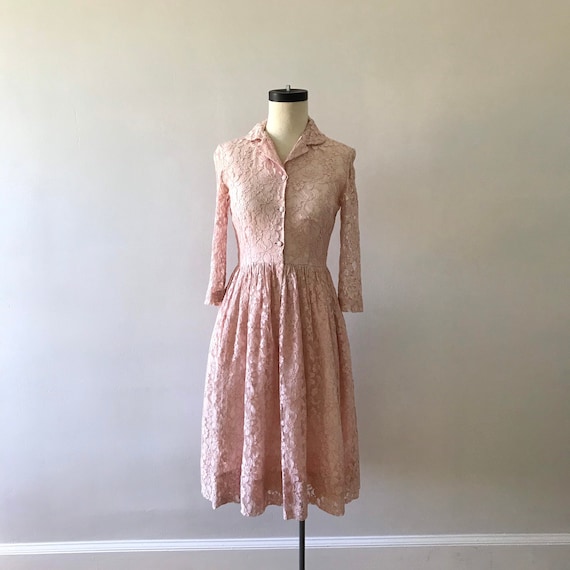 pink shirtwaist dress Soft Pink Lace Shirtwaist Dress