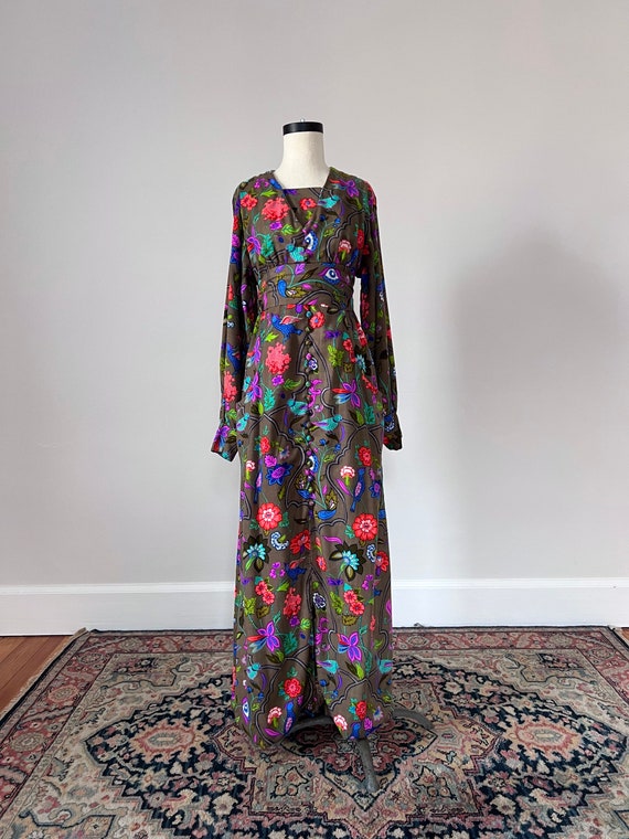 Bird and botanical print cotton maxi dress - image 7