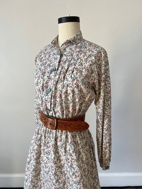 Cotton floral shirtwaist midi dress