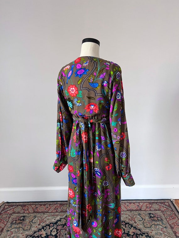 Bird and botanical print cotton maxi dress - image 8