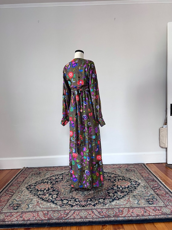 Bird and botanical print cotton maxi dress - image 9