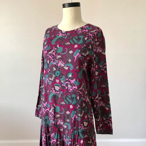 60s chinoiserie print drop waist midi dress - image 5