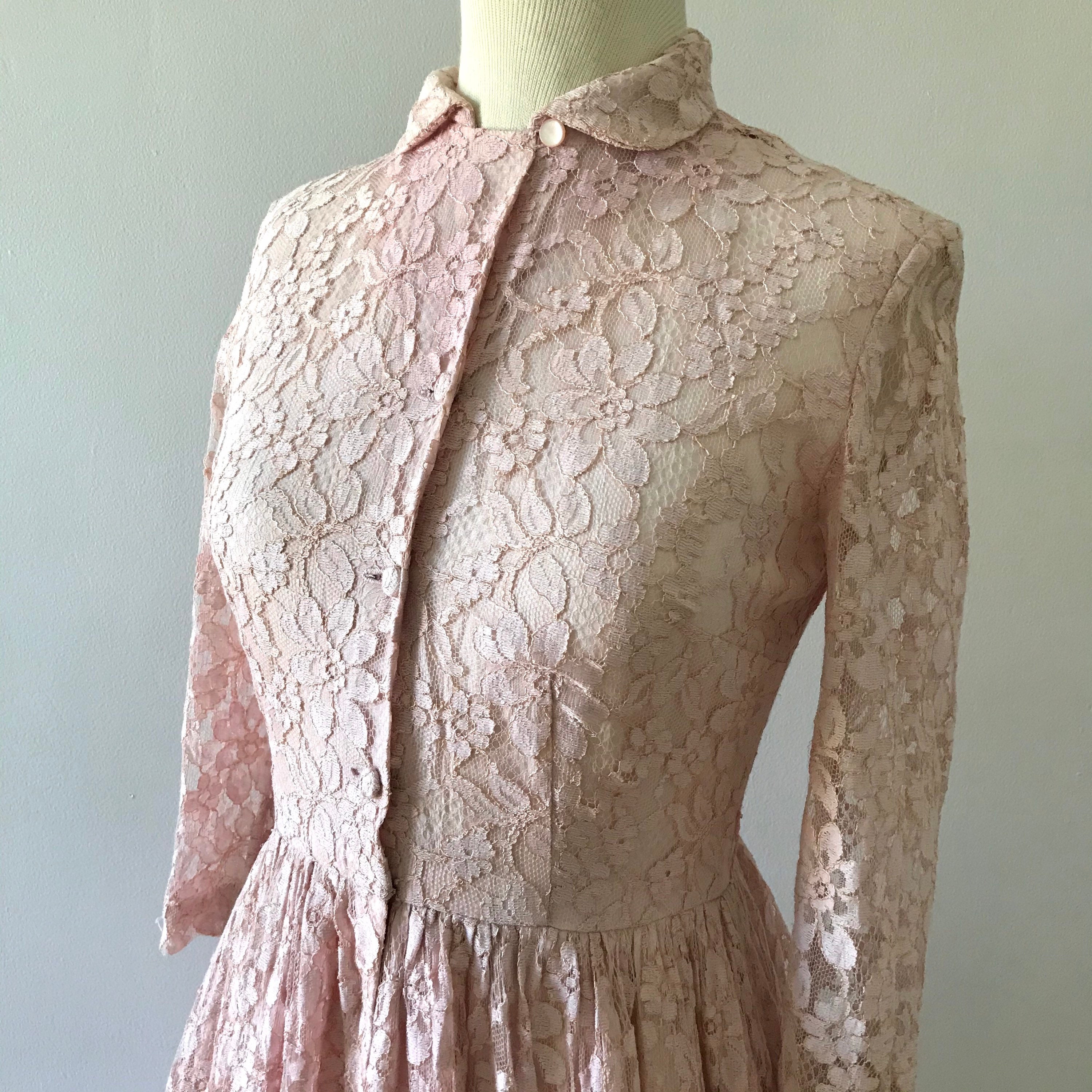 pink shirtwaist dress Soft Pink Lace Shirtwaist Dress