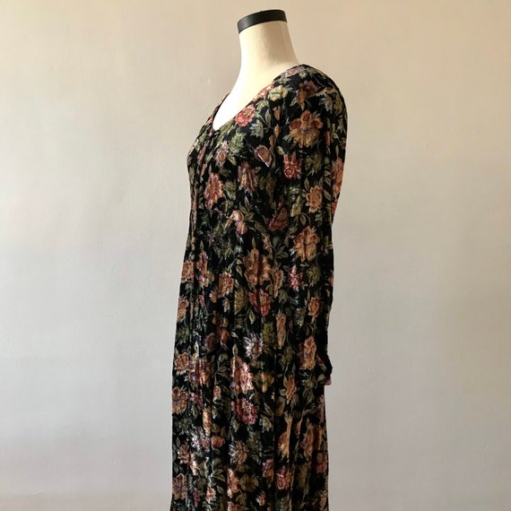 Floral rayon velvet maxi dress