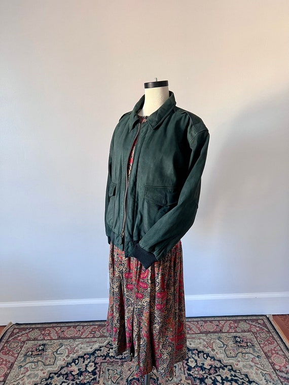 Forest green leather bomber jacket - Gem