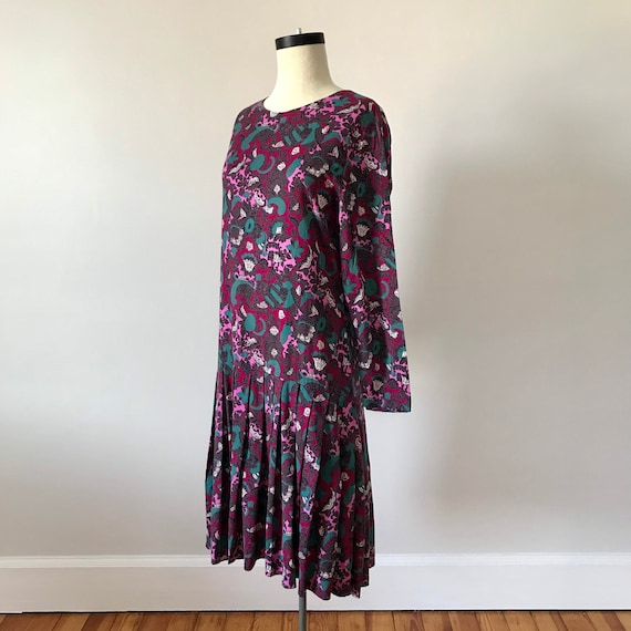 60s chinoiserie print drop waist midi dress - image 3