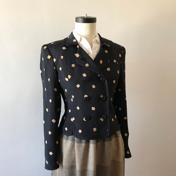 Cropped silk blazer jacket