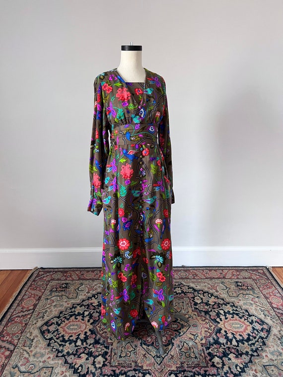 Bird and botanical print cotton maxi dress - image 6