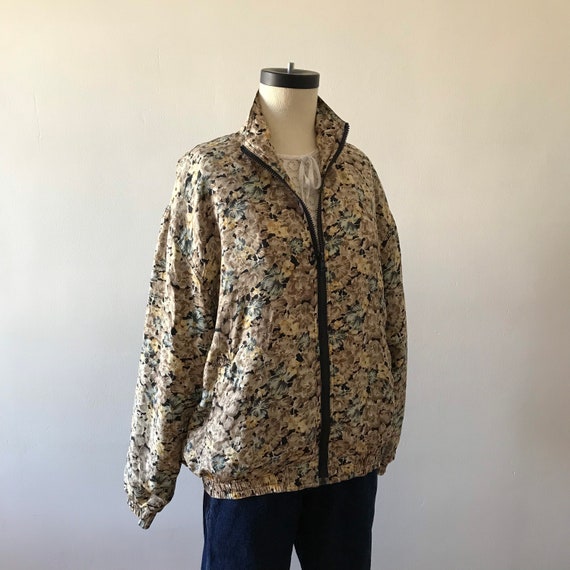 Silk floral bomber jacket