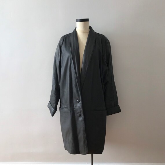 Dolman sleeve oversized leather jacket