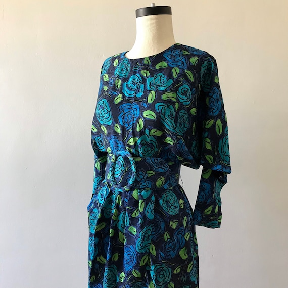 Gillian silk floral print dolman sleeve dress