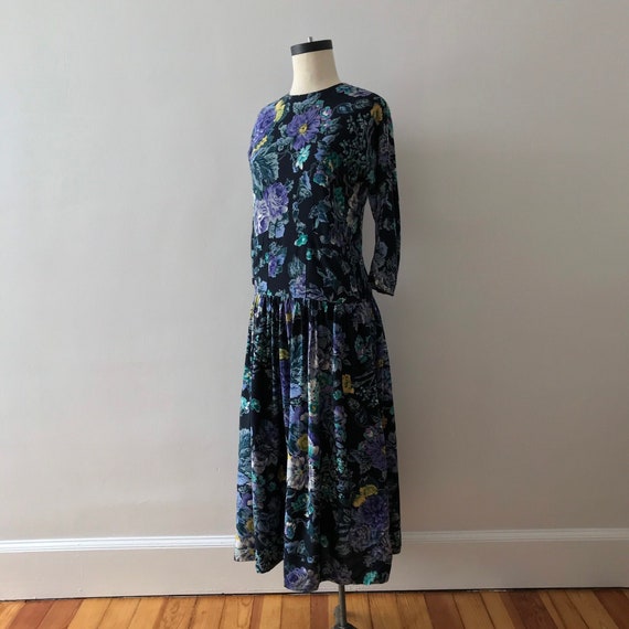 India floral drop waist maxi dress