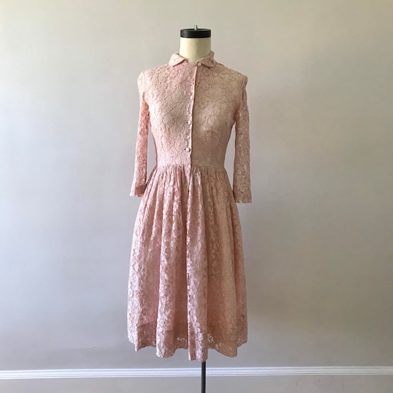 Soft pink lace shirtwaist dress Gem