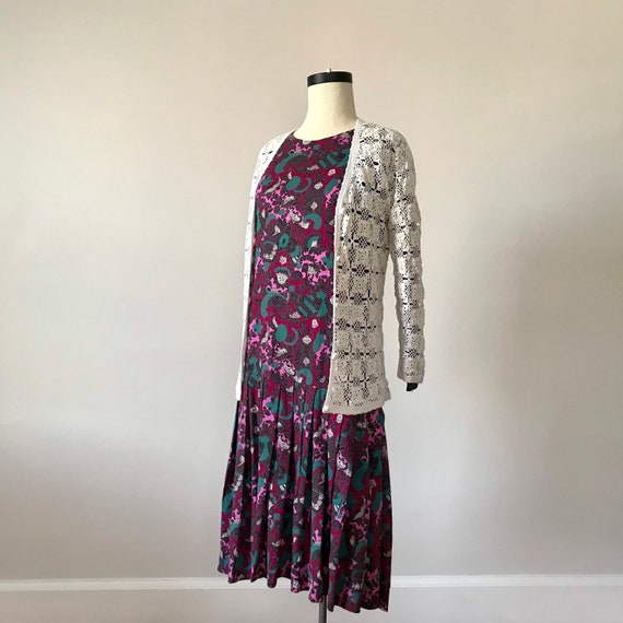 60s chinoiserie print drop waist midi dress - image 1