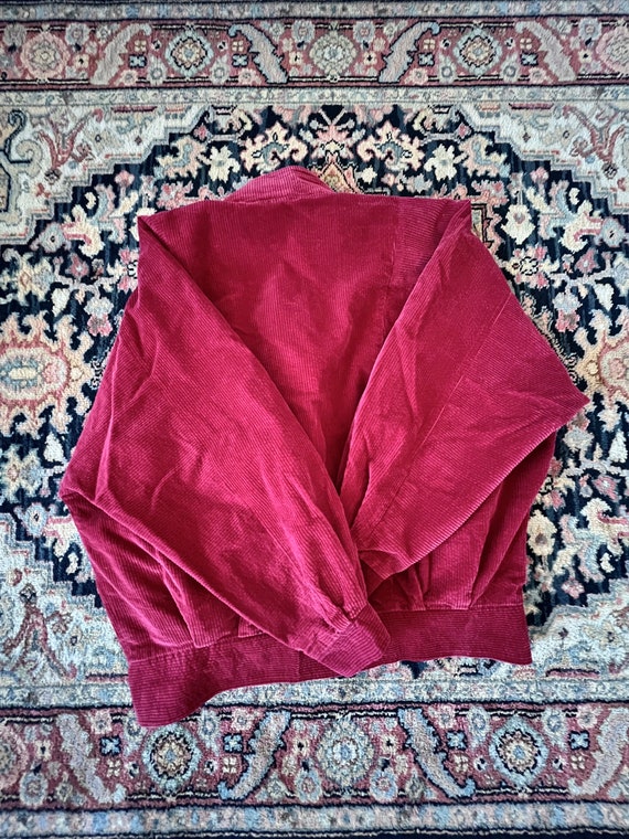 Oversized cranberry red corduroy avant-garde jack… - image 9