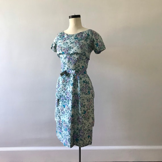 Silk sequin tiered floral midi dress