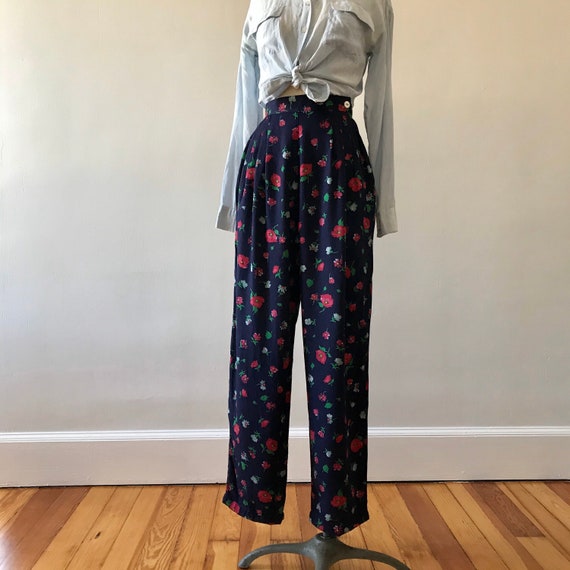 Rayon floral high waisted pants