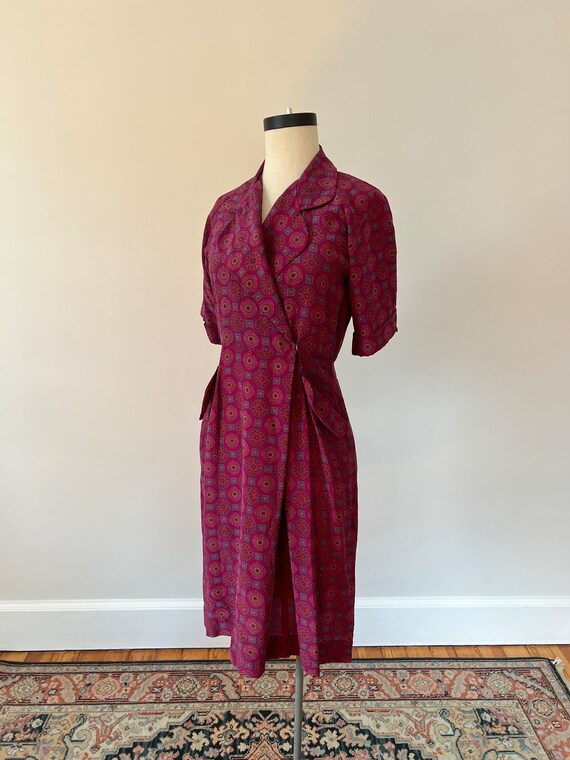 30s style medallion print silk dress