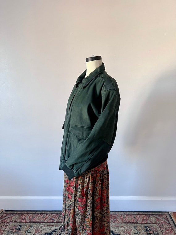 Forest green leather bomber jacket - Gem