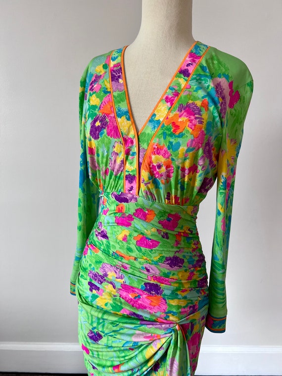 Leonard silk jersey watercolor floral dress - image 6