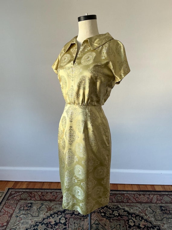 50s chinoiserie satin midi dress