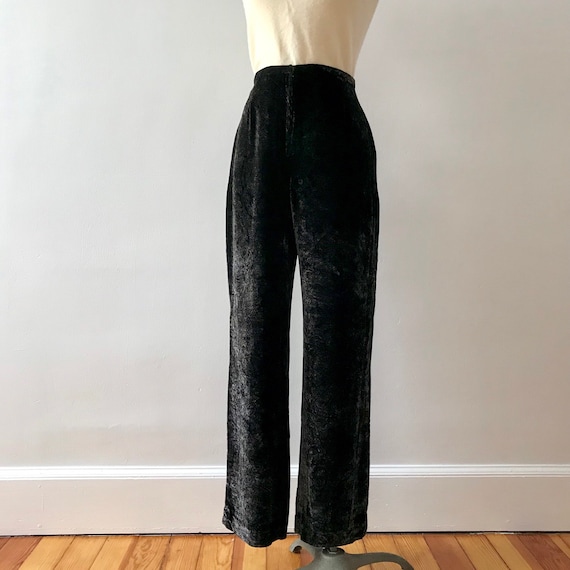 Rayon and silk velvet paisley print trousers