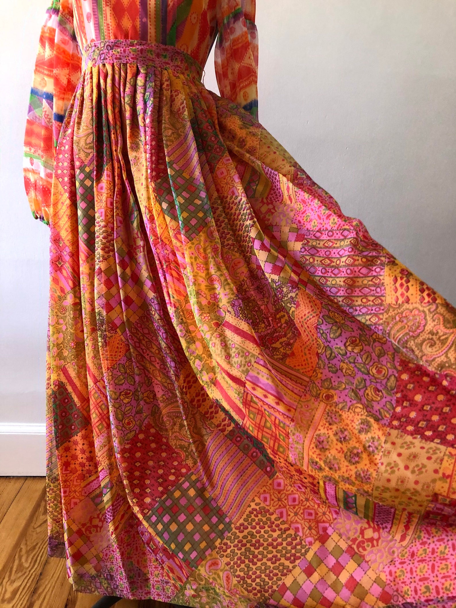 Quilt patchwork print maxi dress Etsy