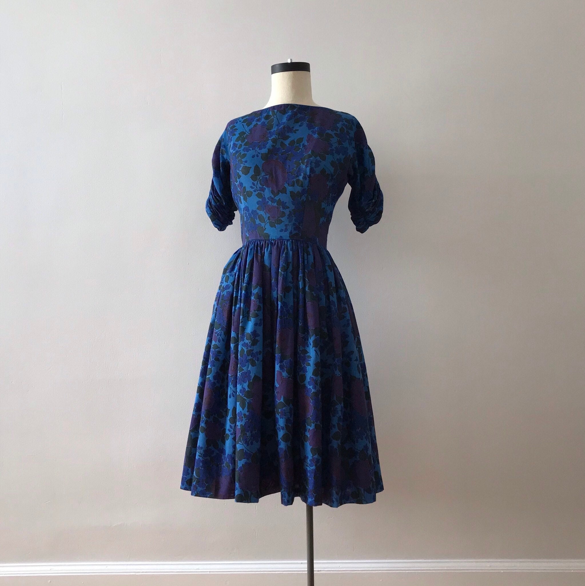 Floral Fit and Flare 50s Dress - Etsy
