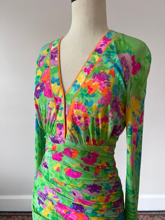 Leonard silk jersey watercolor floral dress - image 7
