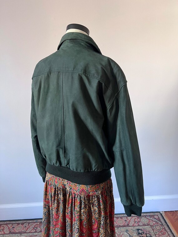 Forest green leather bomber jacket - Gem