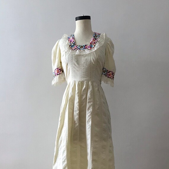 Empire waist embroidered folk maxi dress
