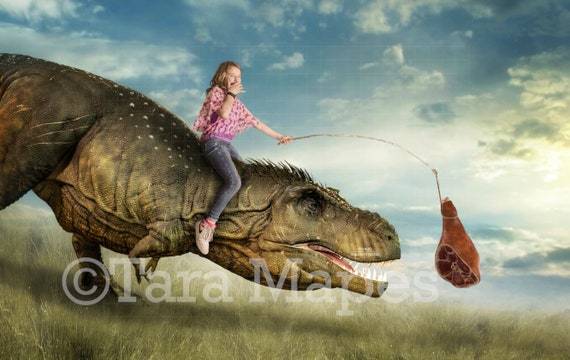 T Rex Dinosaur Chasing Meat On Stick Ham Png Included Etsy