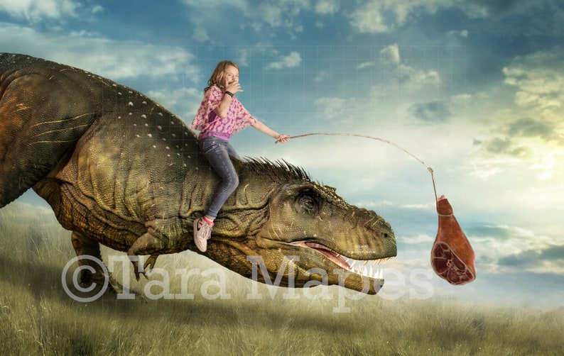 T Rex Dinosaur Chasing Meat on Stick Ham PNG included | Etsy