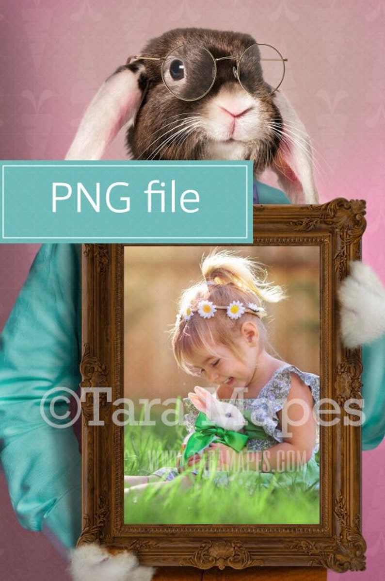 Easter Bunny Frame Digital Backdrop PNG File2 Fine Art Etsy Canada