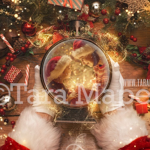 Santa Holding Snow Globe Santa Globe LAYERED PSD Snowglobe - Etsy