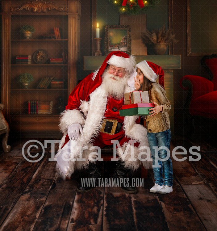 Santa Digital Backdrop Behind in Chair by Fireplace Santa - Etsy