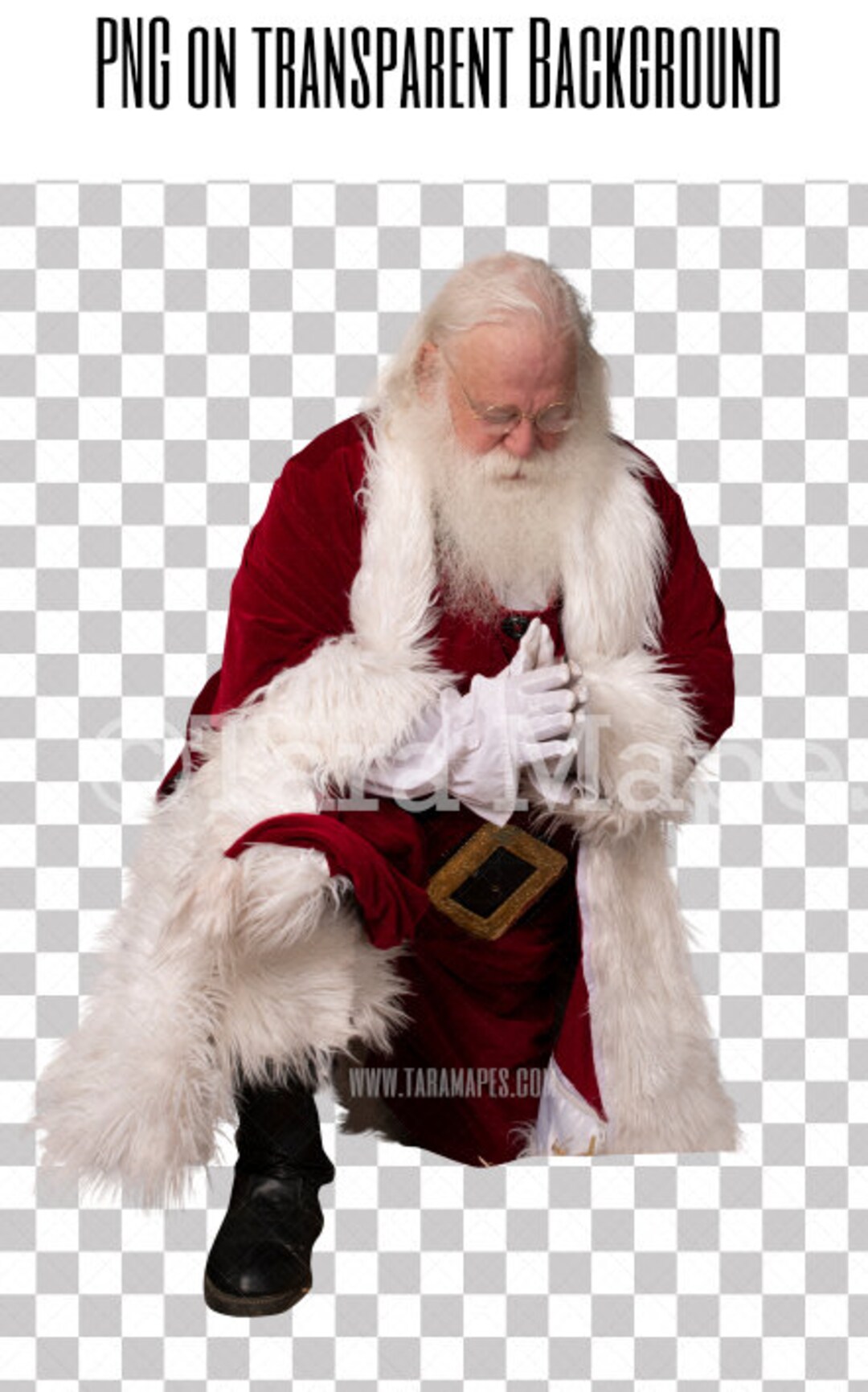 Santa Kneeling Overlay PNG Santa Praying PNG Santa Cut Out Etsy